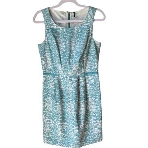 Naf Naf Turquoise Abstract Print Shift‎ Dress Sleeveless Cotton Stretch SZ 36 6